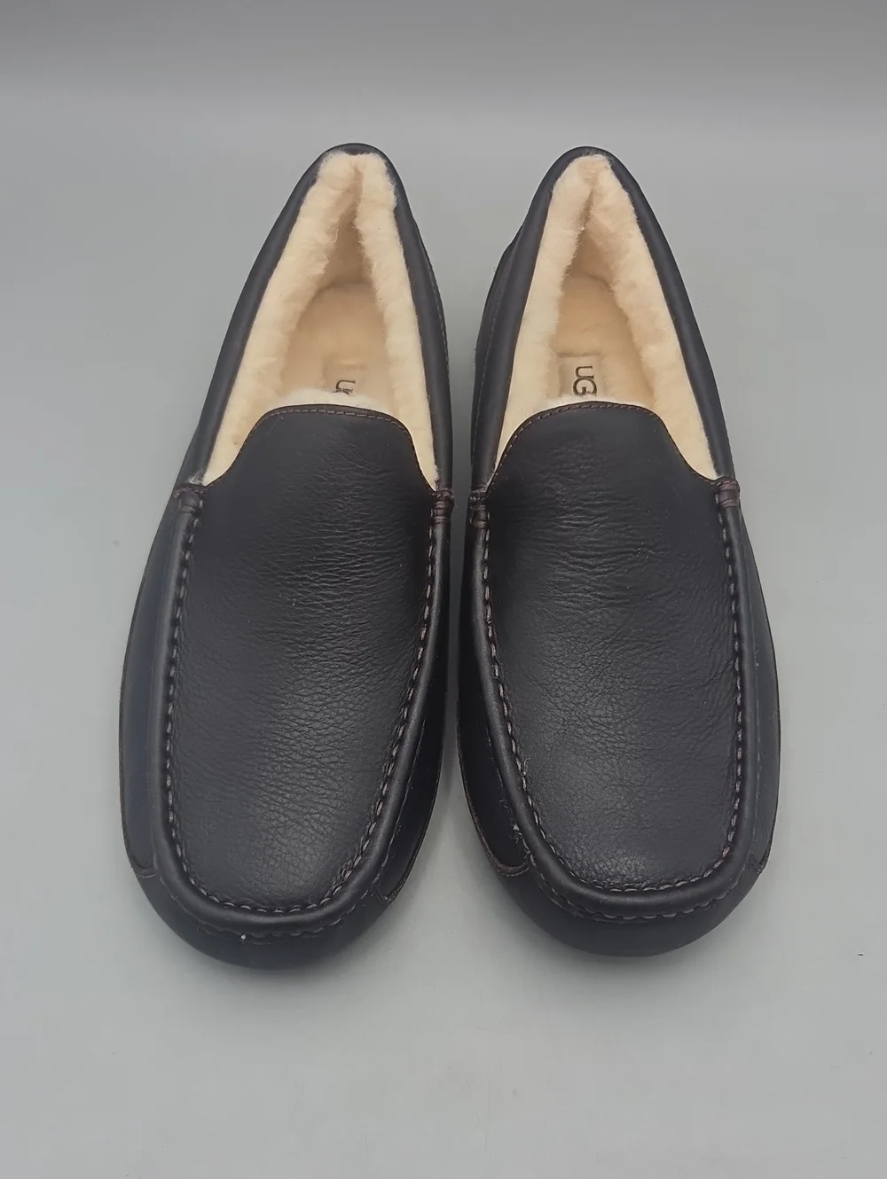 UGG Men's Ascot Brown Leather House Slippers Men 12